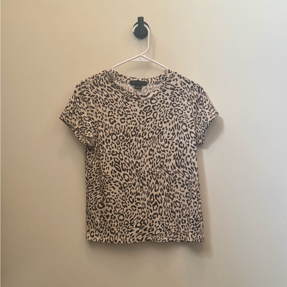 Sanctuary Tan Leopard Print Fitted Short Sleeve Tee